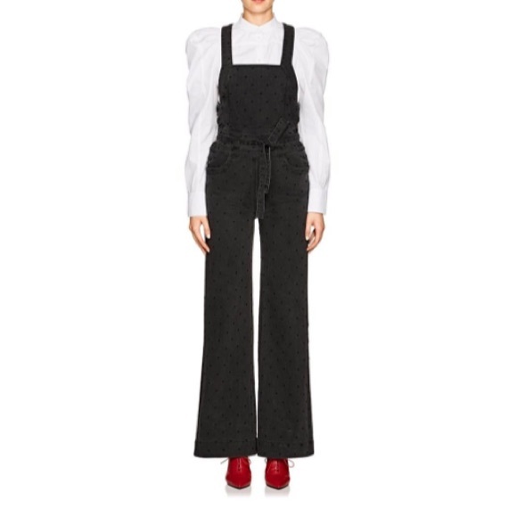 Ulla Johnson Denim - Ulla Johnson Suvi Overalls in Black Polka Dot